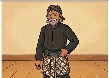 Ilustrasi Warok tua berpakaian hitam
